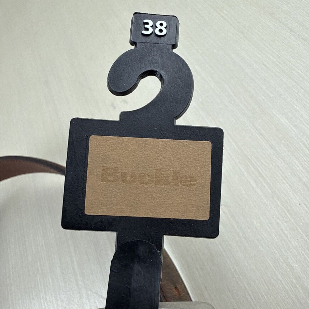 Buckle Brand Brown Leather Belt Mens 38 NEW - Picture 5 of 5